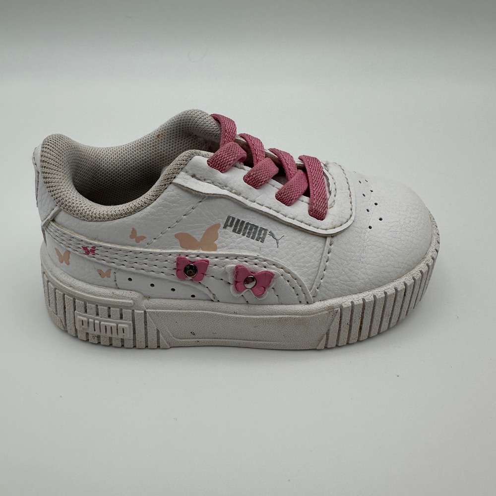 Puma Carina 2.0 Butterfly Sneakers Toddler Size 5C White Pink Platform Shoes - Picture 4 of 11